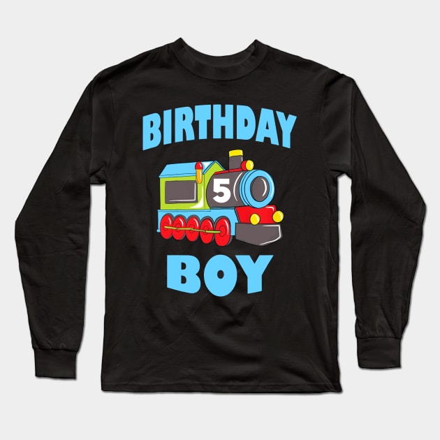 Kids Boys 5th Birthday Shirt, Birthday Boy, Kids 5 Years Old Long Sleeve T-Shirt by woodsqhn1